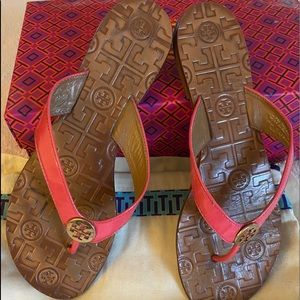 Tory Burch Hot Pink Patent Leather Flip Flops